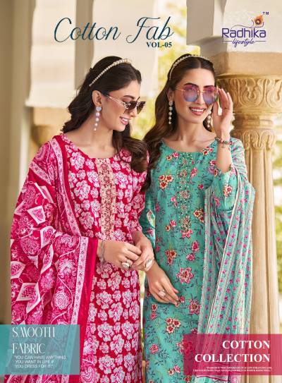COTTON FAB  VOL 5 BY RADHIKA LIFESTYLE DESIGNER COTTON SALWAR SUIT WHOLESALER IN INDIA